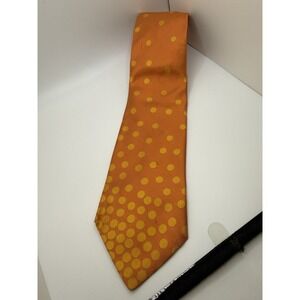 Ted Baker London Tie Orange Yellow Polka Dot Extra Long Silk Designer USA 61.5"